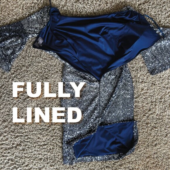 THEIA Midnight Sequin Sheath Dress in Size 10 Fully Lined - Picture 12 of 12